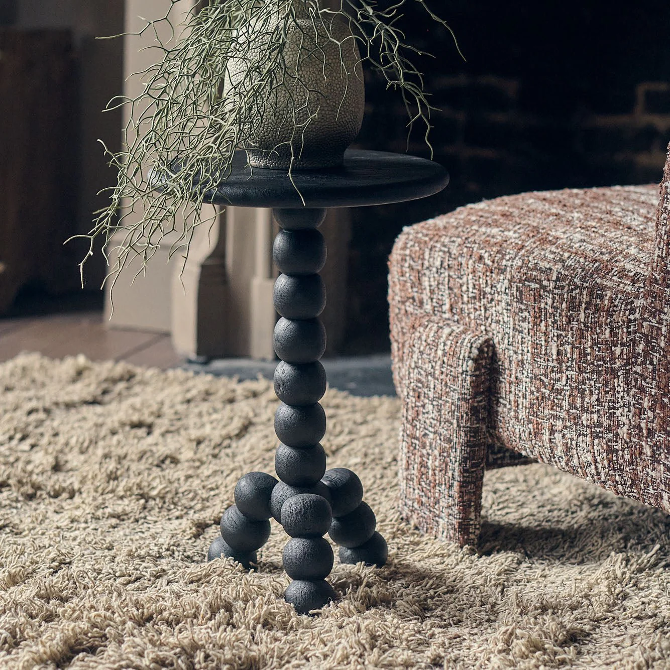 Amara Wooden Side Table, Black