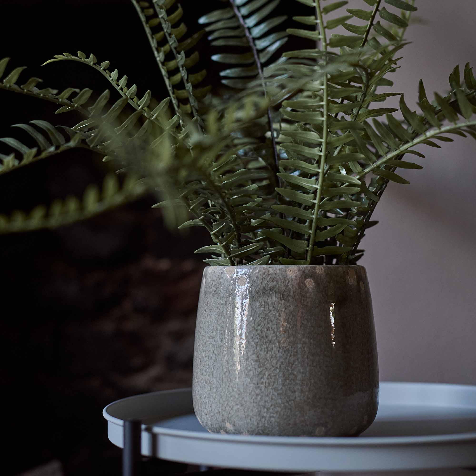 Artificial Fern in Khaki Pot