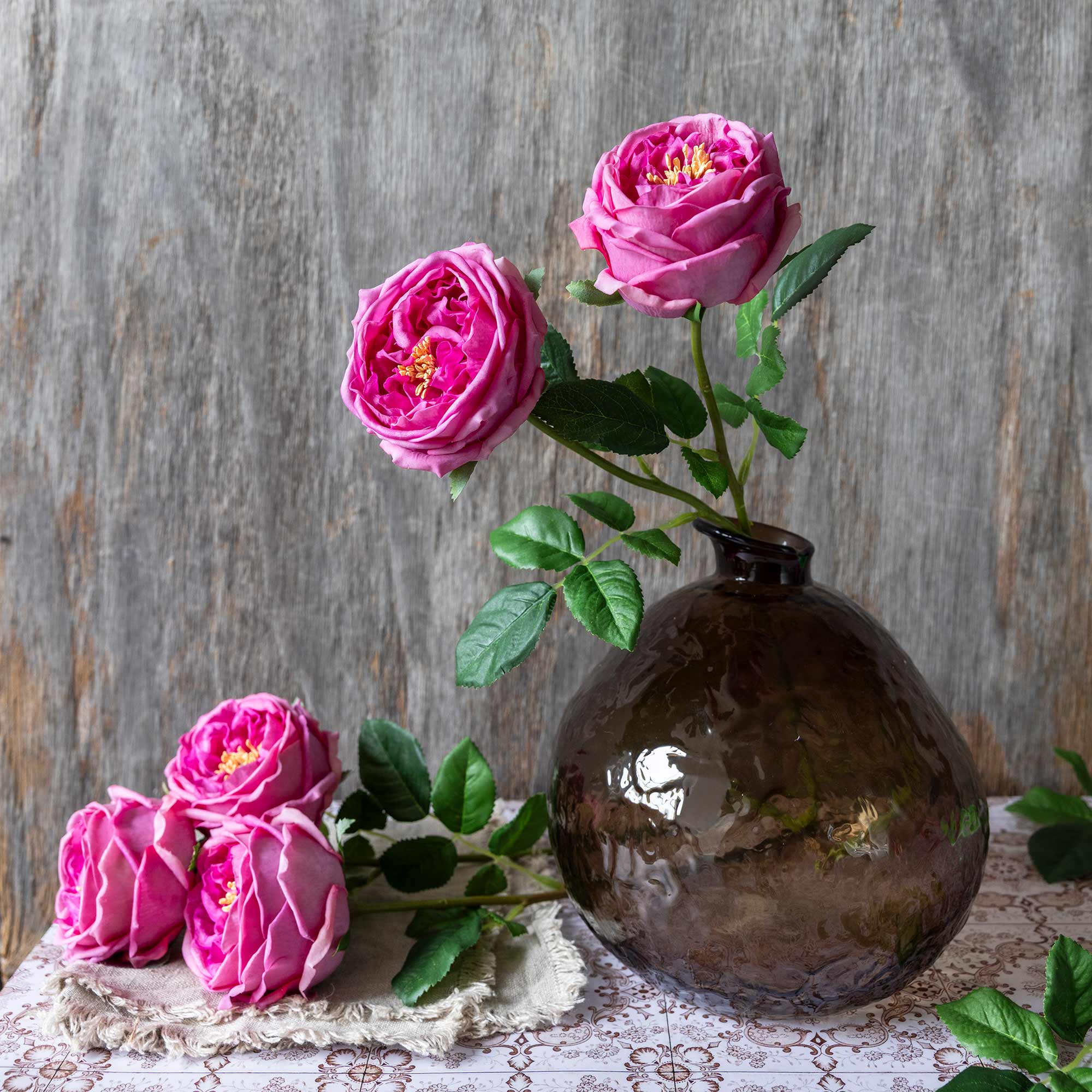 Artificial Real Touch Garden Rose, Mauve - Image 4