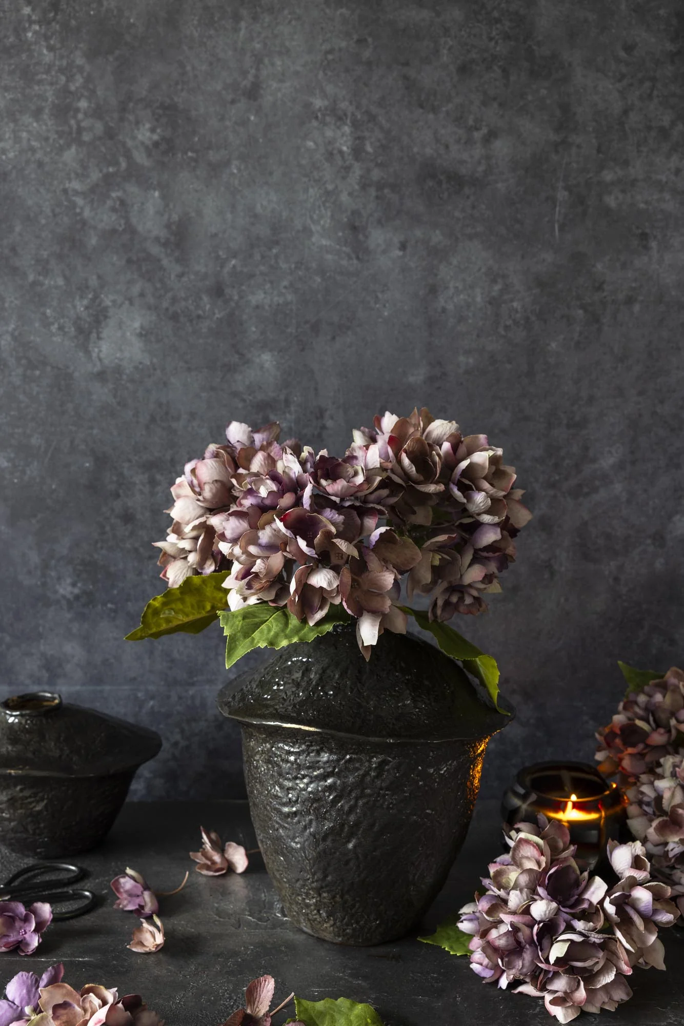 Artificial Hydrangea Bunch, Damson - Image 5