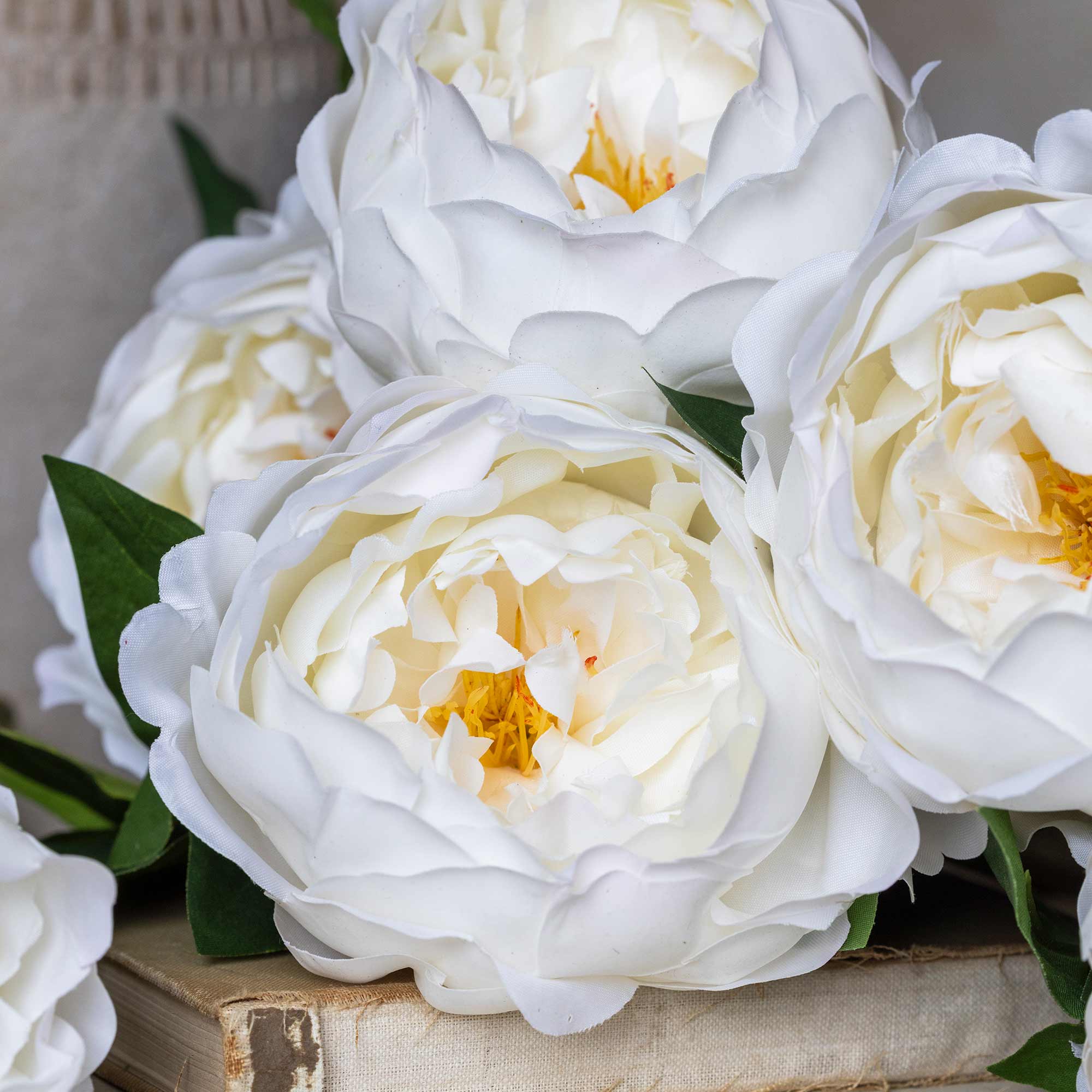 Artificial Real Touch Peony, White - Image 6