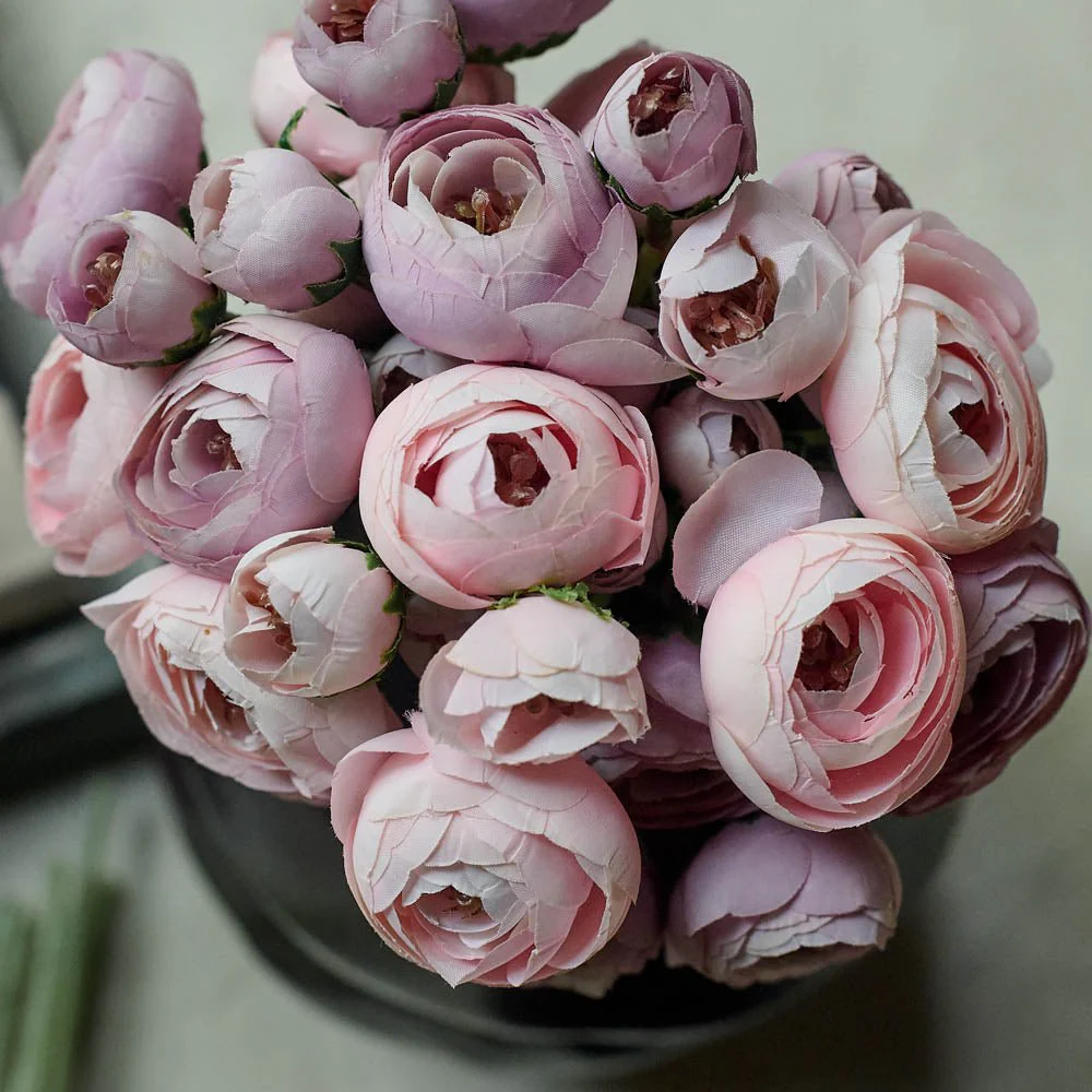 Artificial Ranunculus Bunch, Blush - Image 2