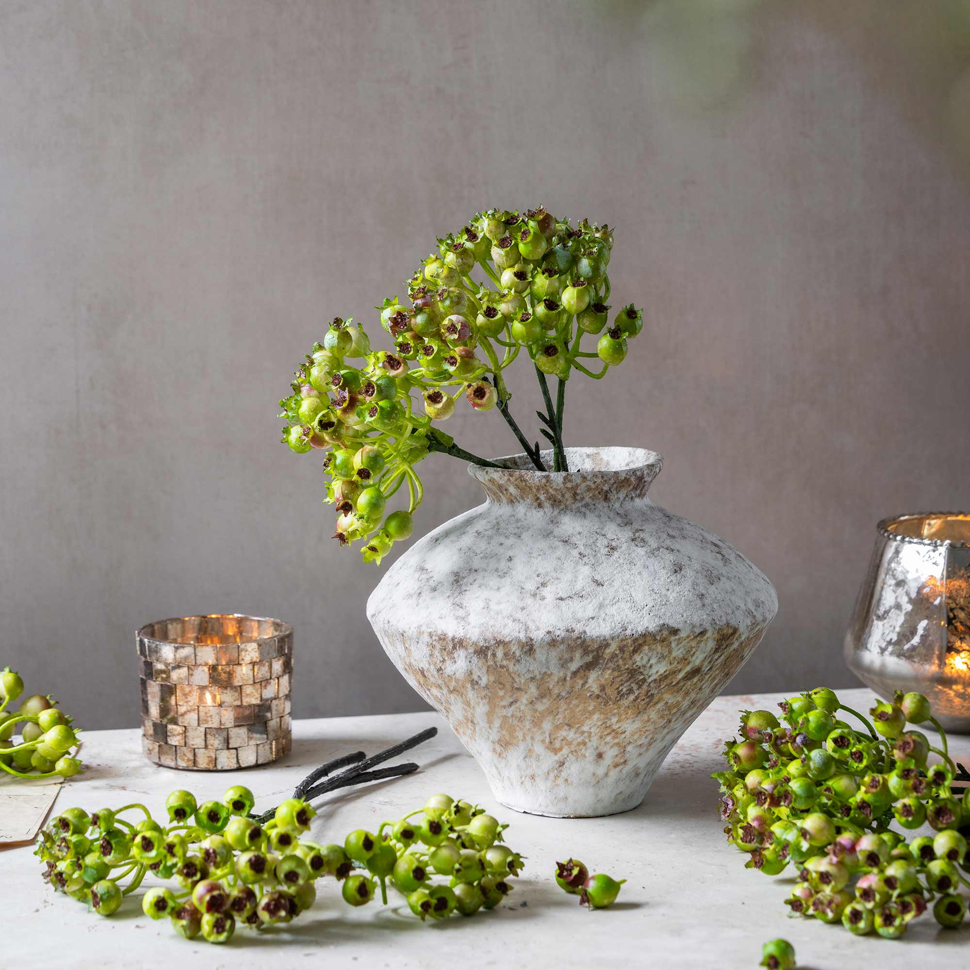 Artificial Rosehip Bunch, Olive - Image 4