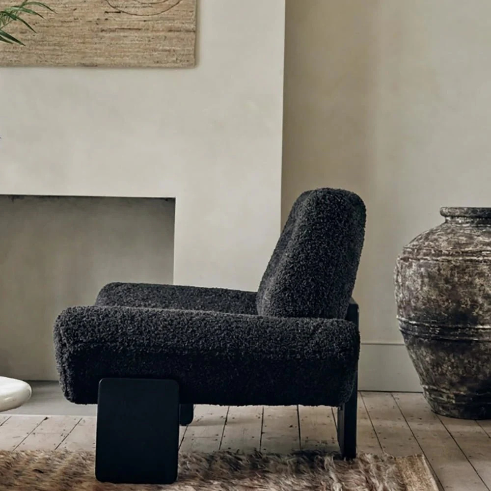 Axel Faux Shearling Accent Chair, Charcoal
