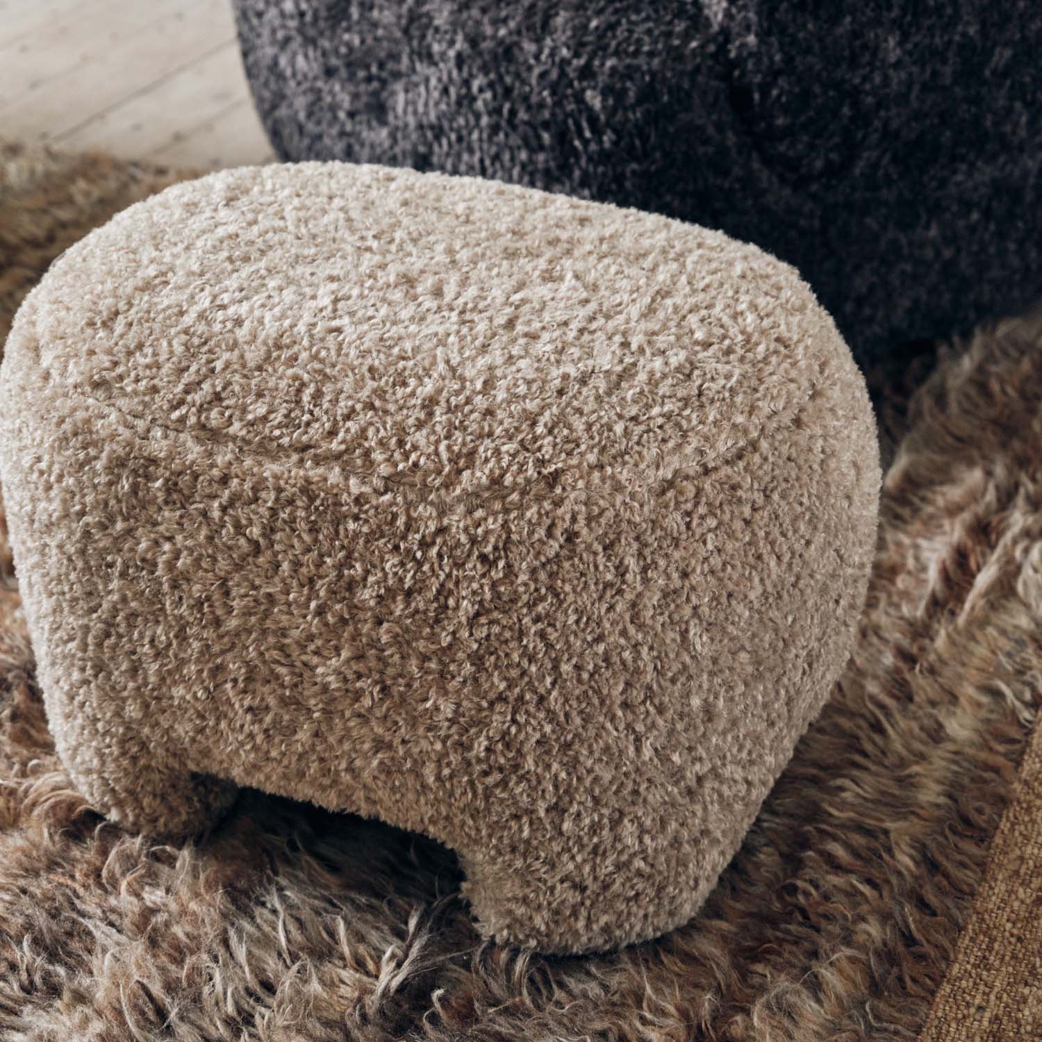 Calvello Faux Shearling Pouffe - Image 3
