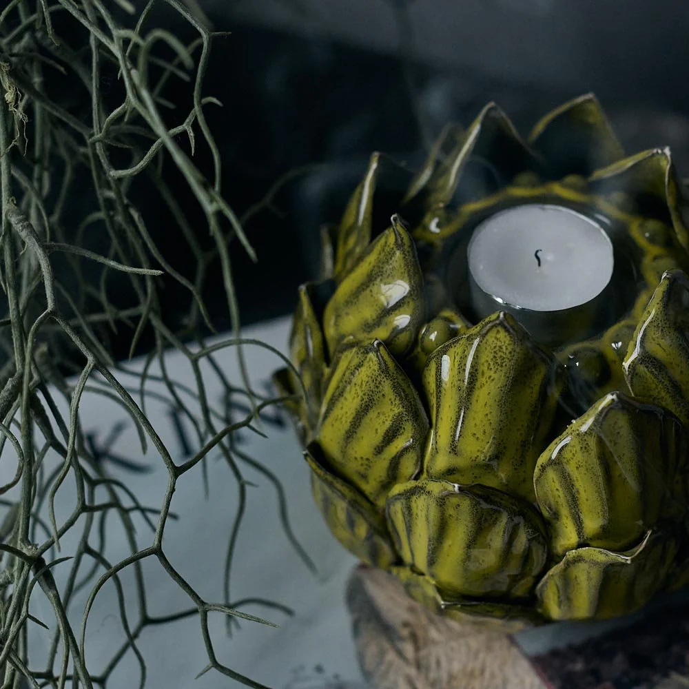Ceramic Artichoke Candle Holder - Image 3