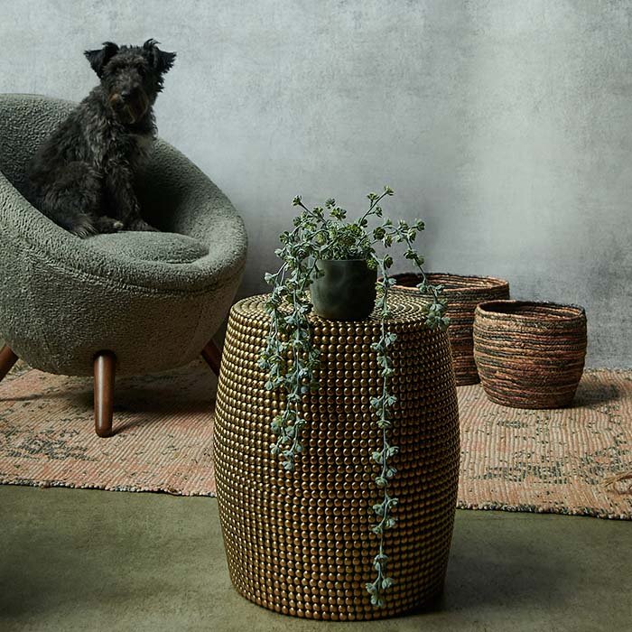 Dewitt Brass Stud Stool