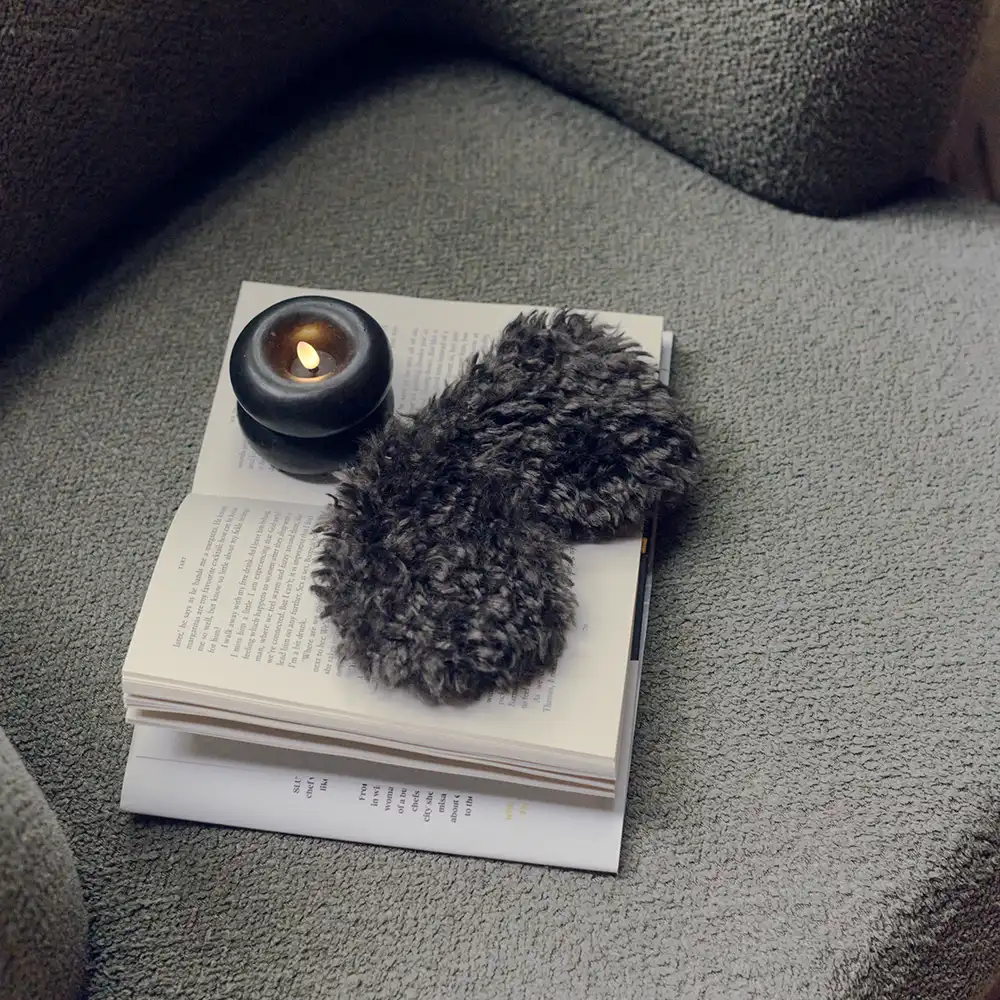 Faux Fur Eye Mask, Mocha - Image 2