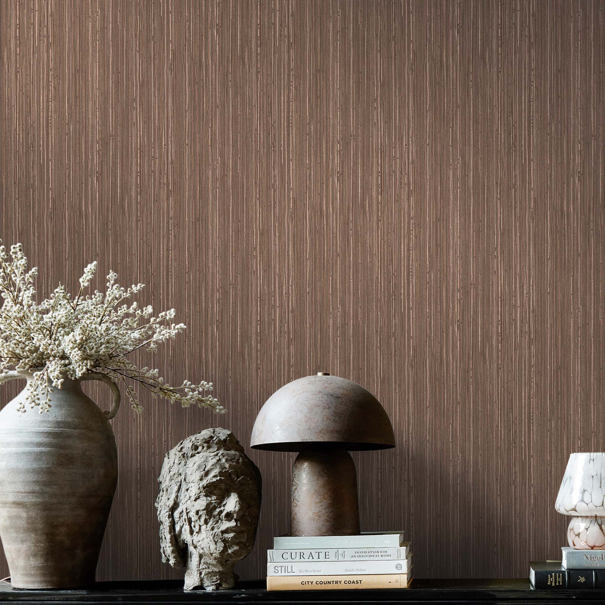 Fibre Stripe Wallpaper, Sable