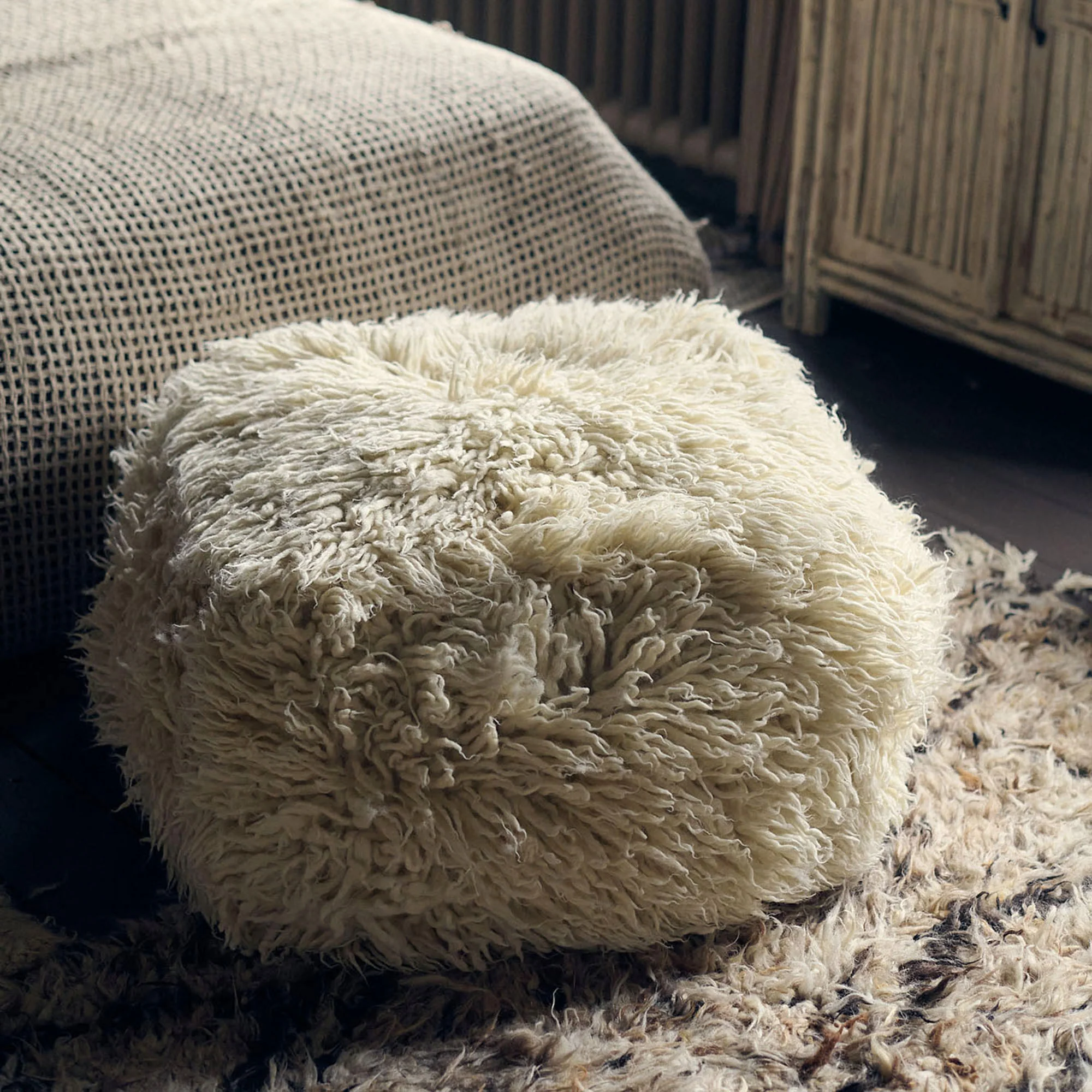 Folsom Cream Pouffe