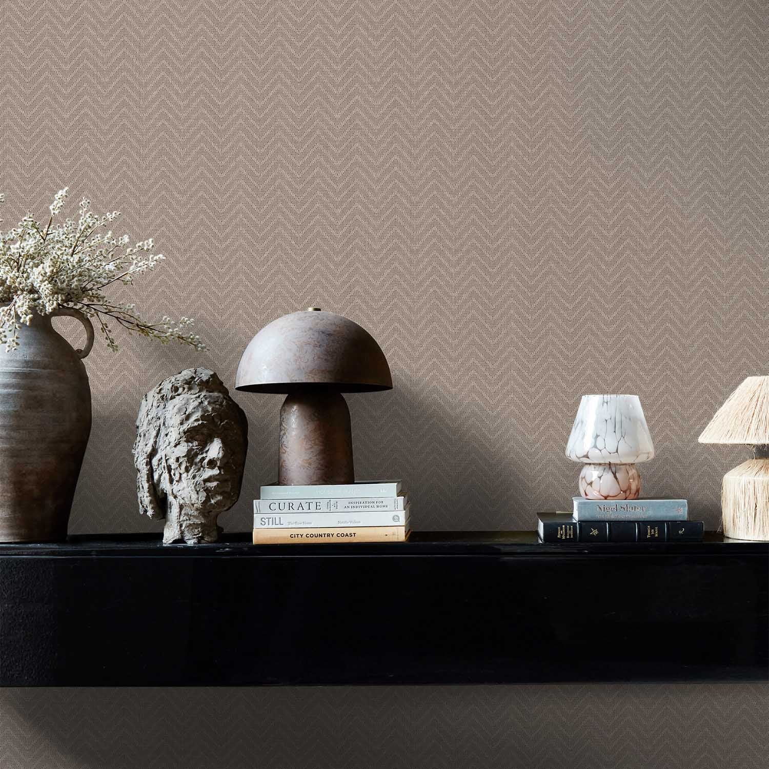 Herringbone Weave Wallpaper, Praline