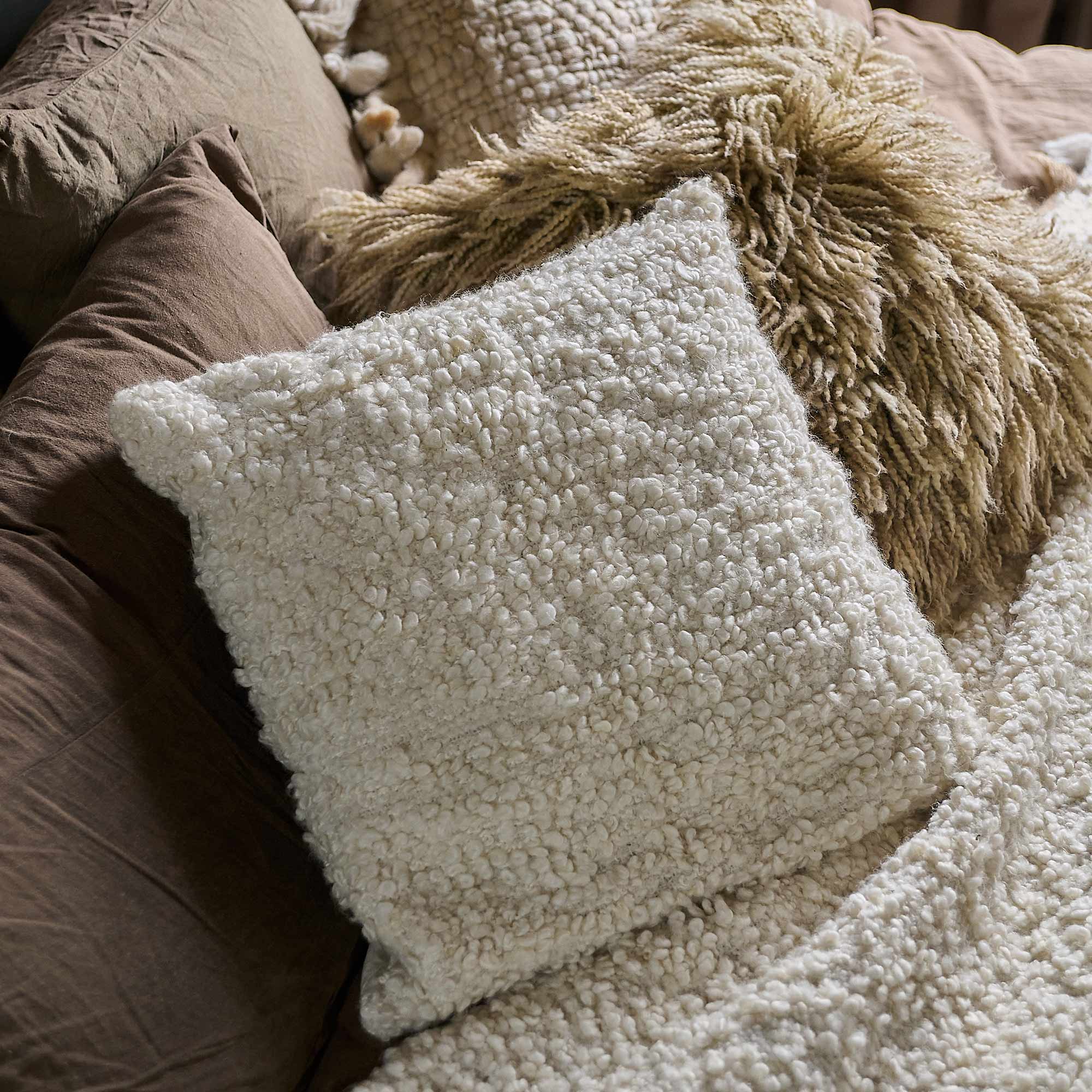 Maud Boucle Cushion, Cream - Image 3