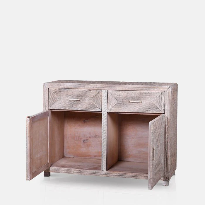 Merida White-Wash Rattan Cabinet - Image 3