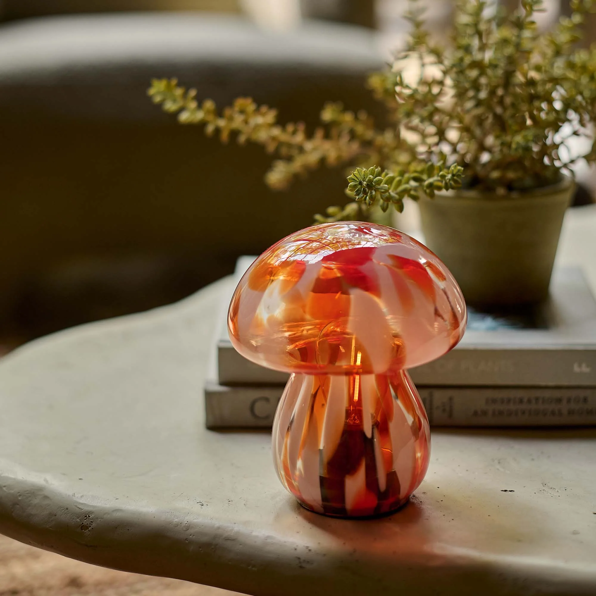 Mushroom Portable Table Lamp, Coral - Image 2