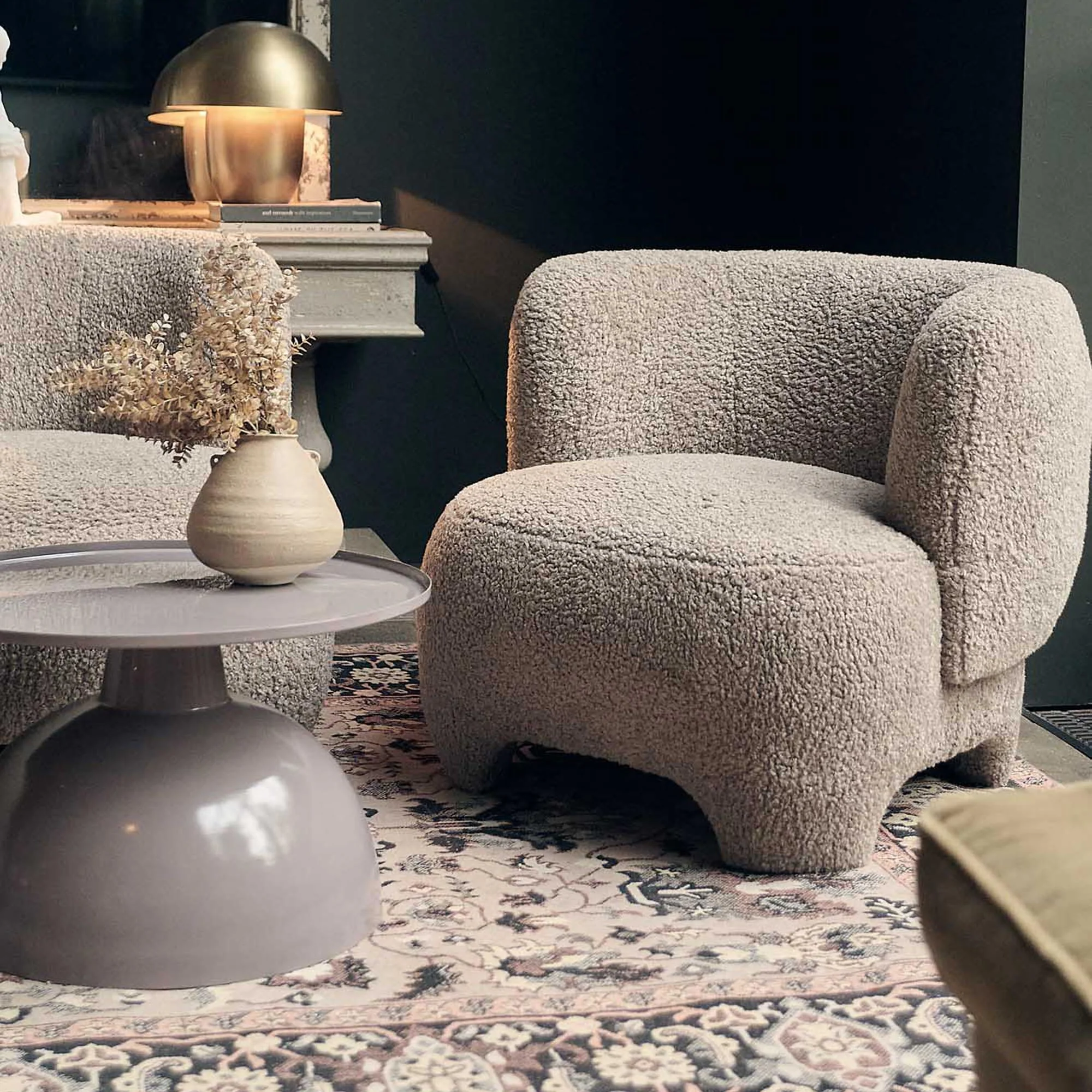 Nadia Curved Armchair, Taupe