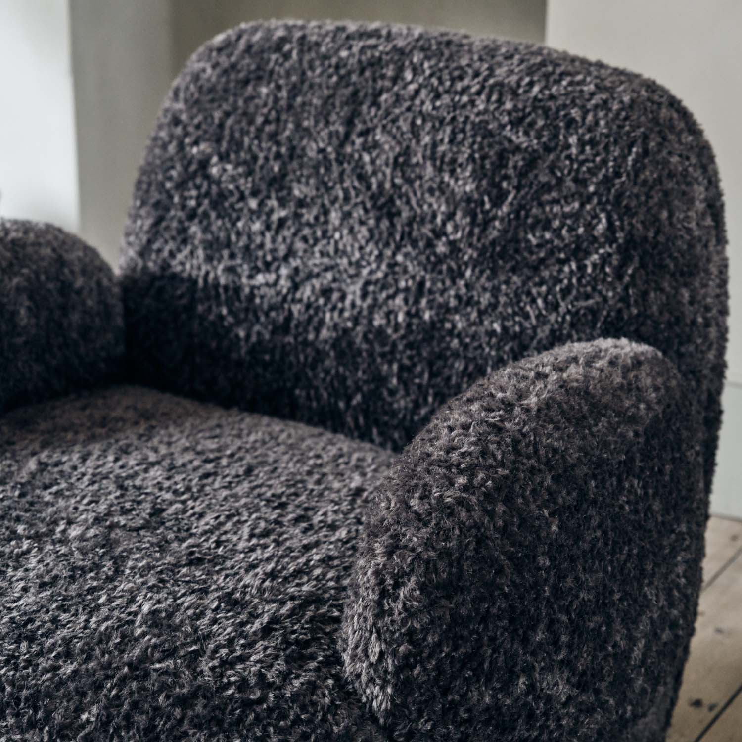 Natasha Faux Shearling Armchair, Charcoal - Image 3