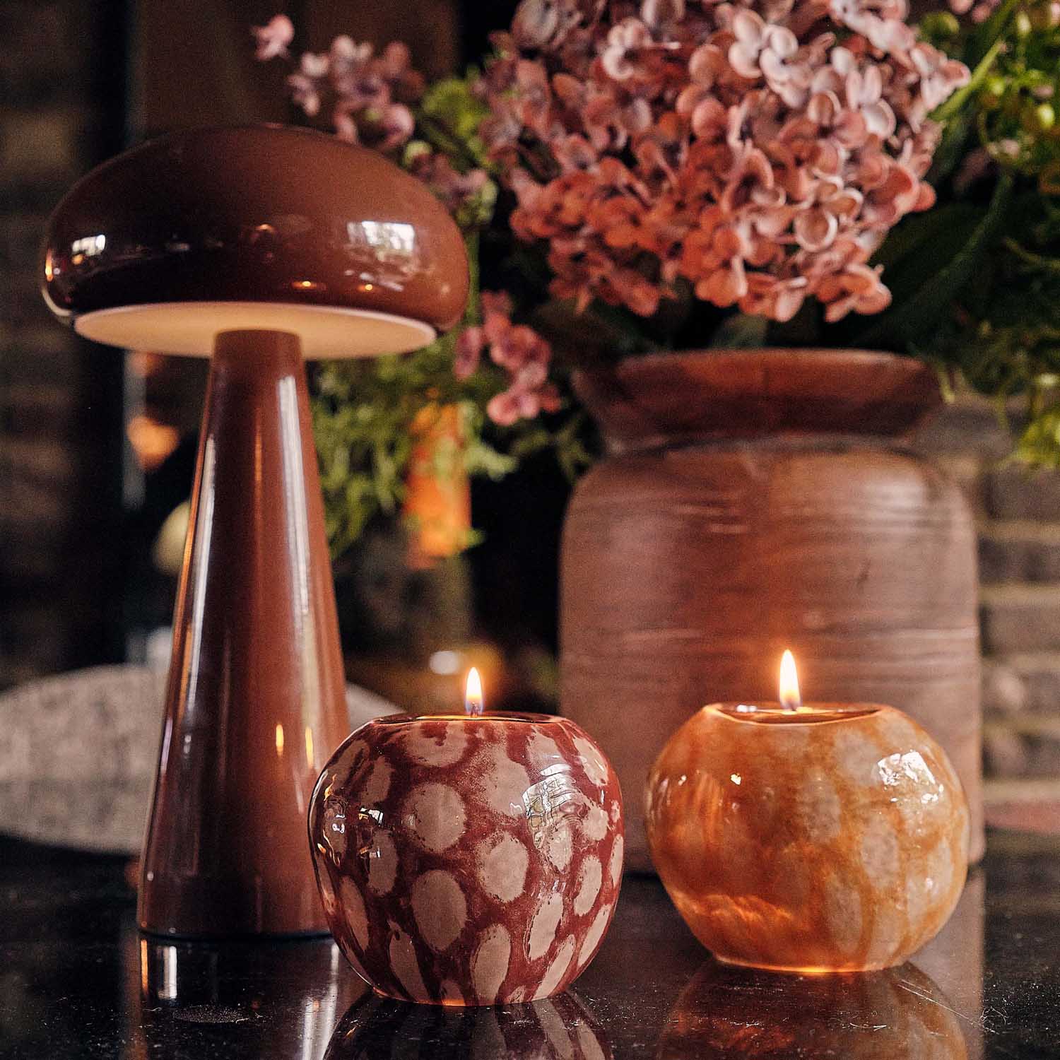 Nila Glass Candle Holder - Wine - Image 2