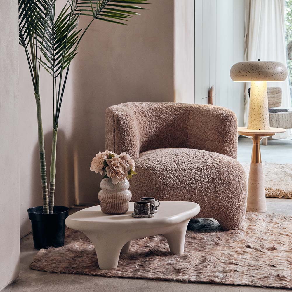 Nola Faux Shearling Armchair, Beige - Image 2