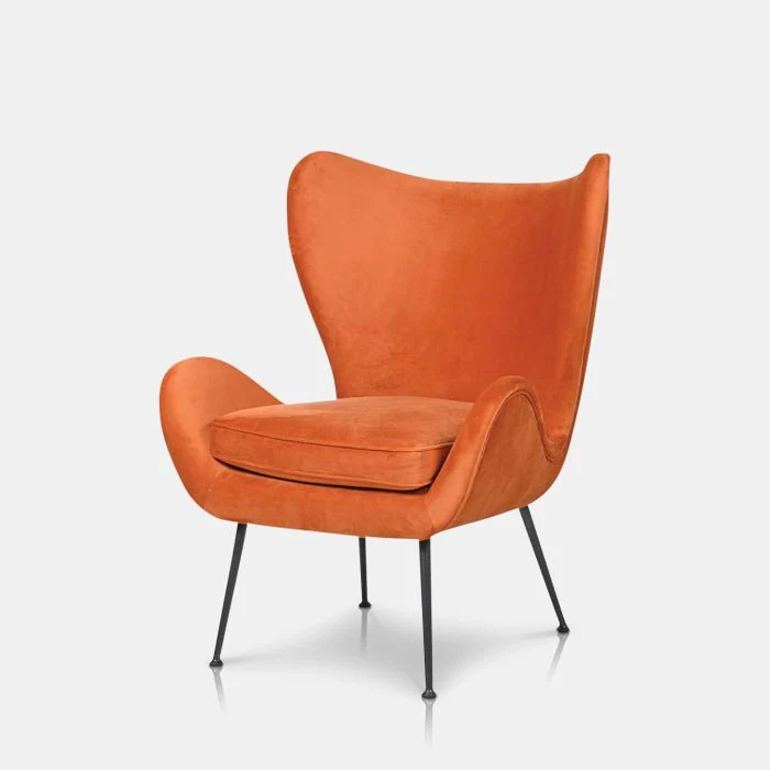 Ostra Orange Velvet Armchair