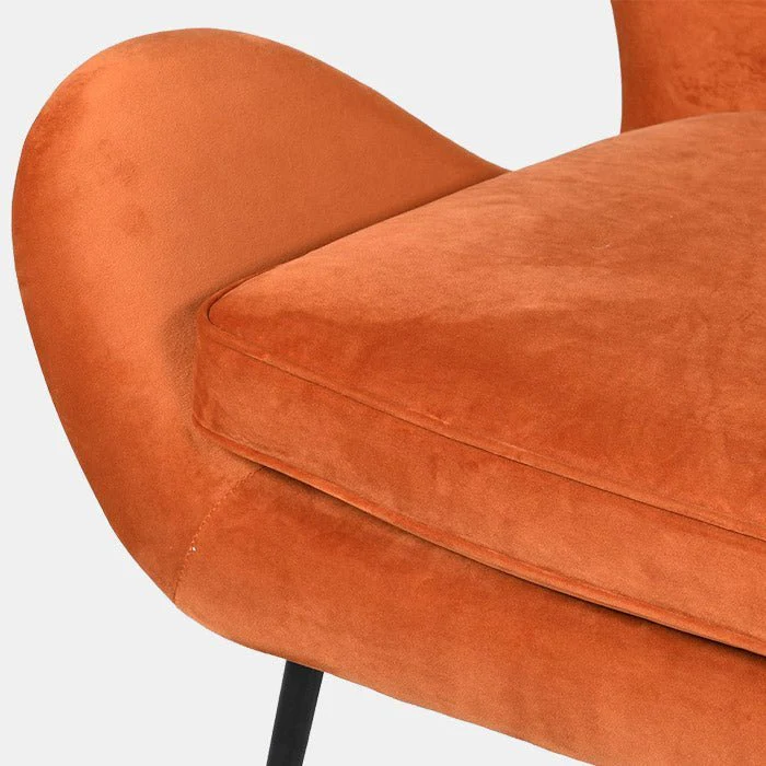 Ostra Orange Velvet Armchair - Image 3