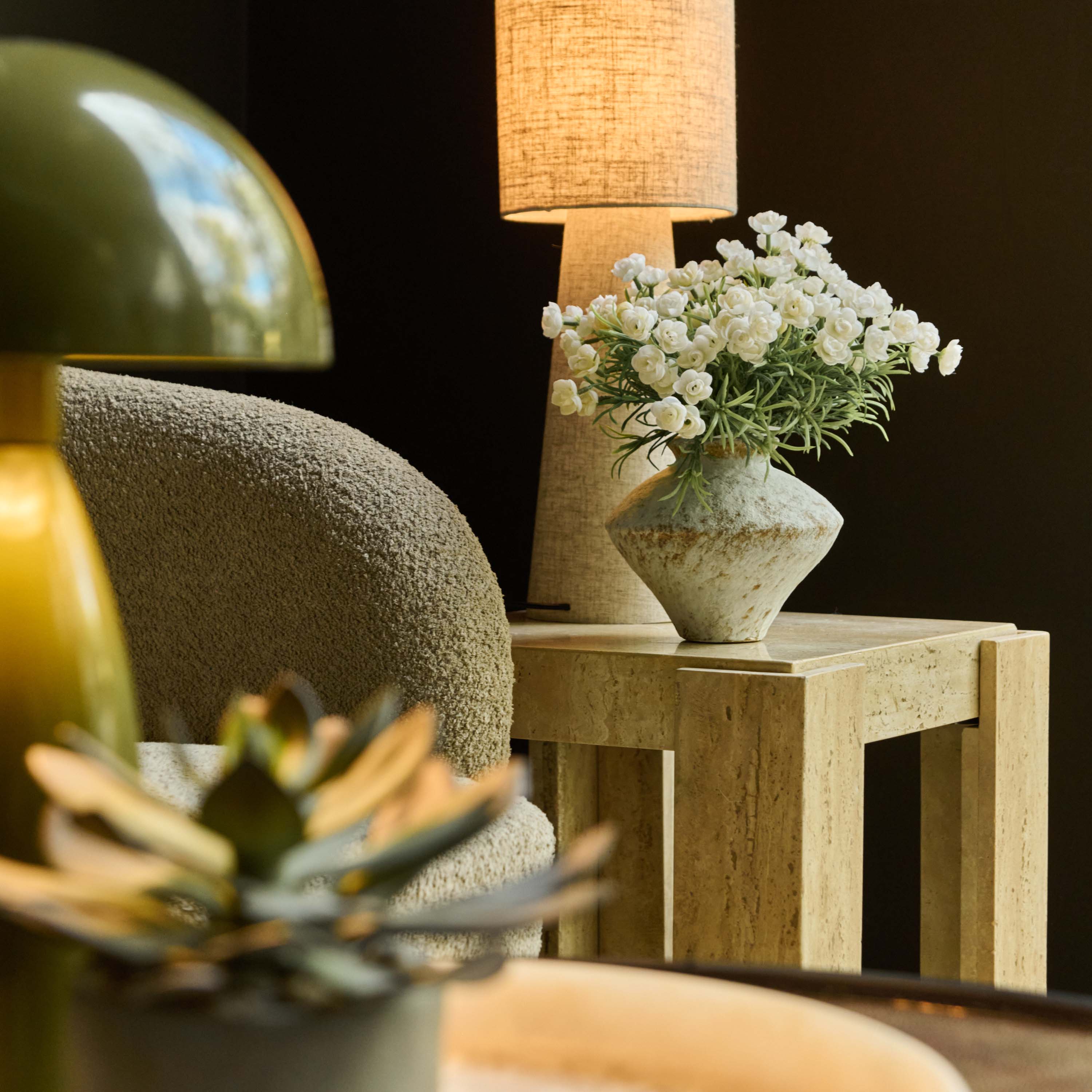 Santa Travertine Side Table - Image 6