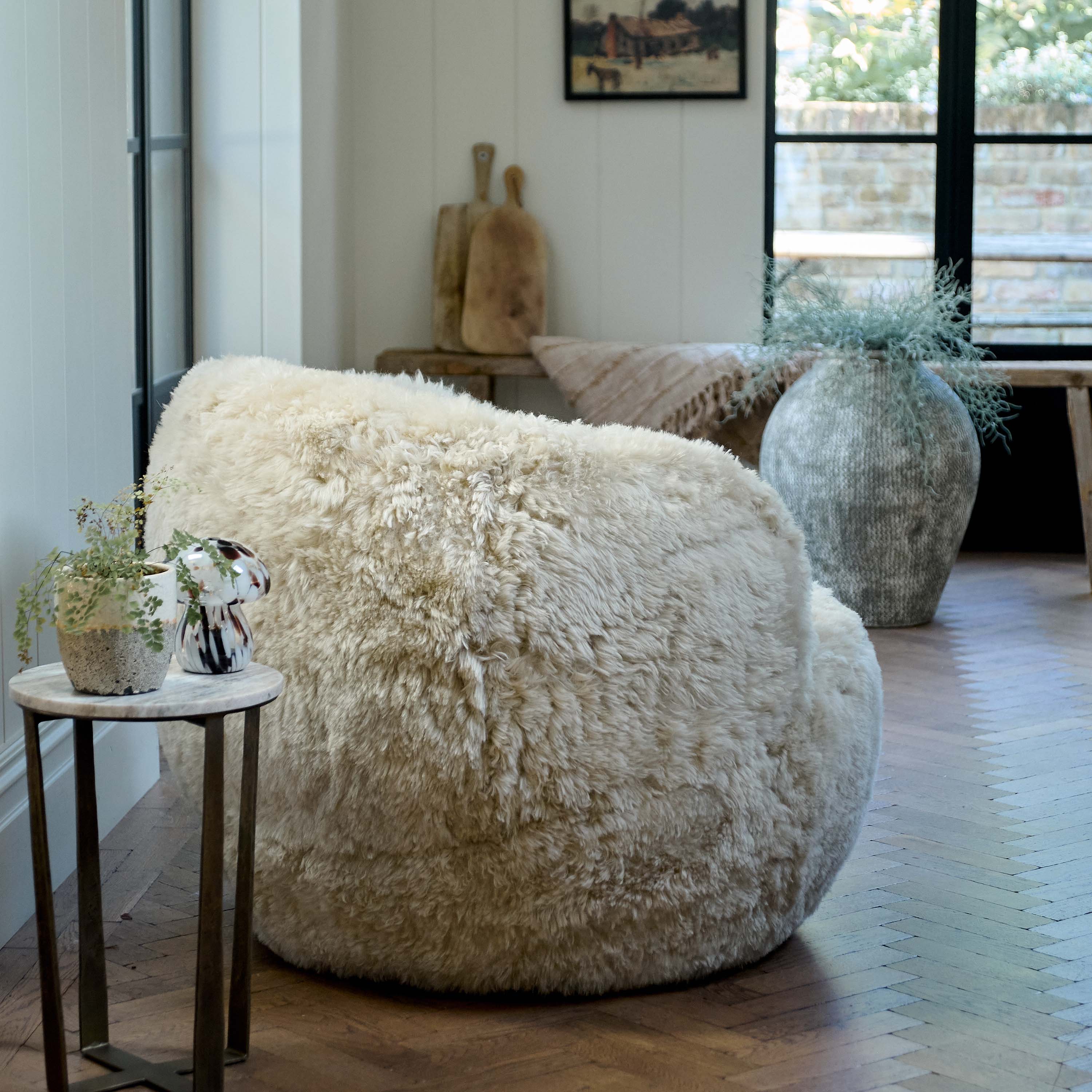 Solange Sheepskin Swivel Armchair - Honey - Image 3