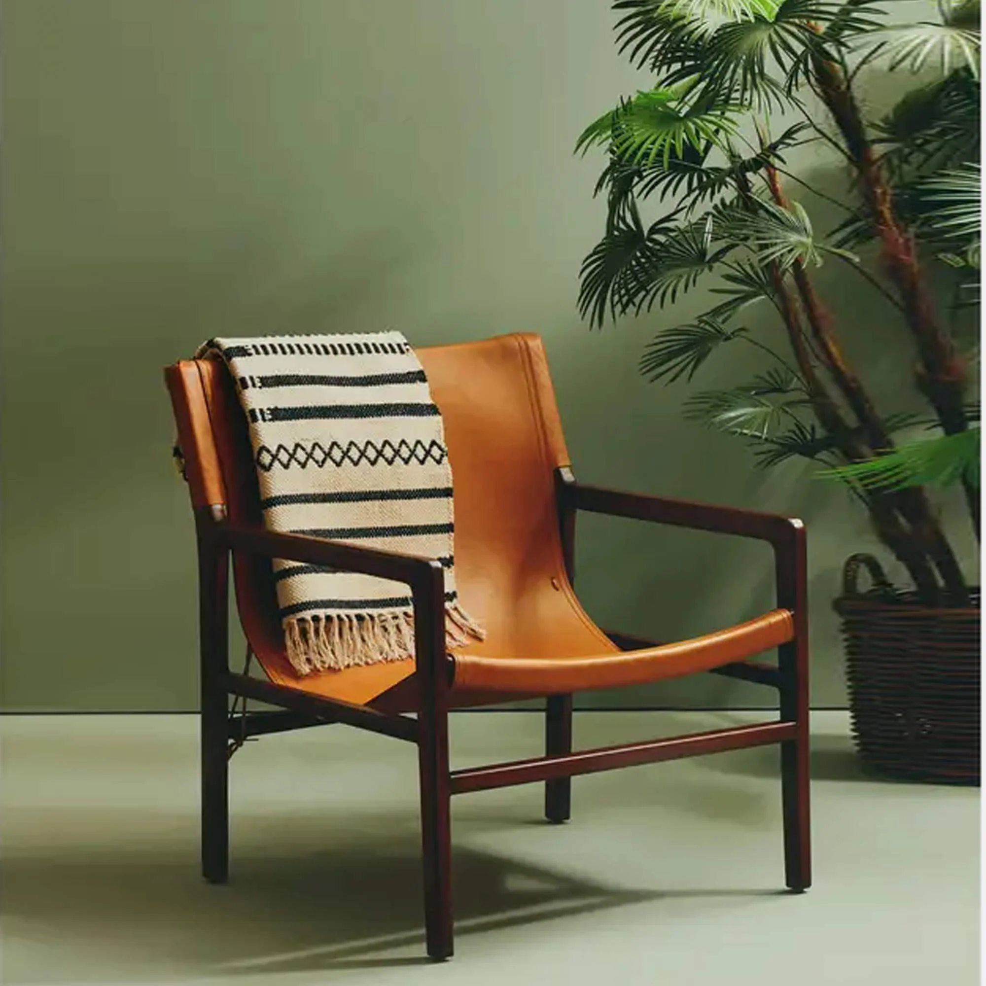 Tobin Leather Sling Chair - Image 2