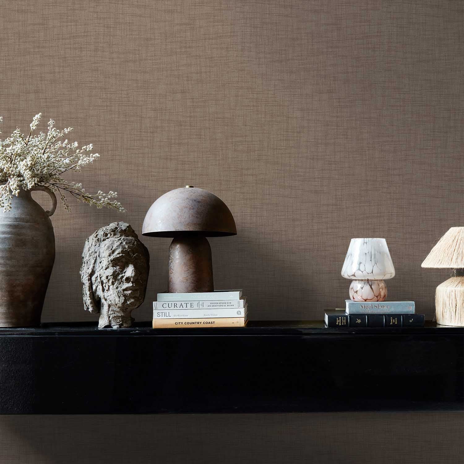 Weathered Linen Wallpaper, Cocoa