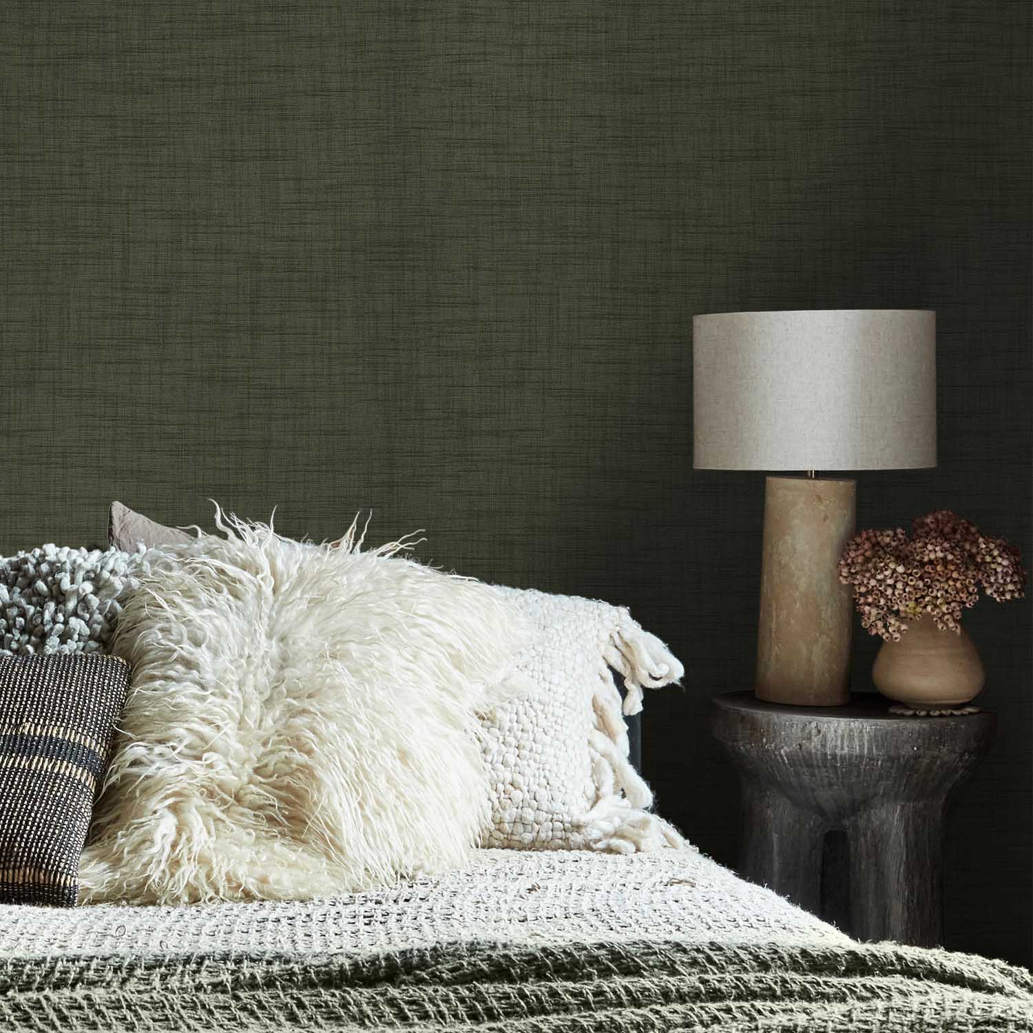 Weathered Linen Wallpaper, Garden